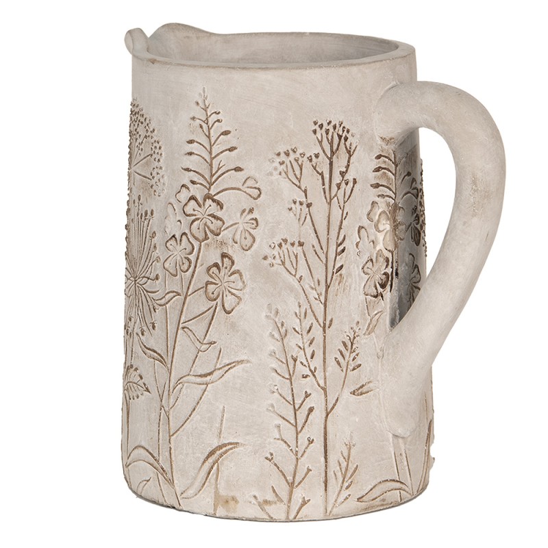 Clayre & Eef Dekorative Kanne 23x16x23 cm Beige Stein Blumen