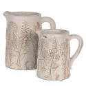 Clayre & Eef Dekorative Kanne 23x16x23 cm Beige Stein Blumen