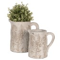 Clayre & Eef Dekorative Kanne 23x16x23 cm Beige Stein Blumen