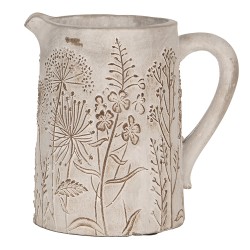 Clayre & Eef Dekorative Kanne 19x13x18 cm Beige Stein Blumen