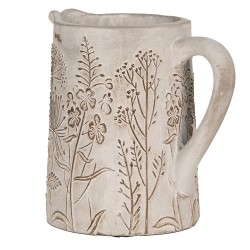 Clayre & Eef Dekorative Kanne 19x13x18 cm Beige Stein Blumen