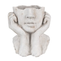 Clayre & Eef Bloempot Binnen Vrouw 20x17x22 cm Grijs Steen