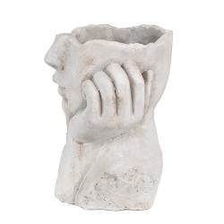 Clayre & Eef Pot de fleurs d'intérieur Femme 20x17x22 cm Gris Pierre