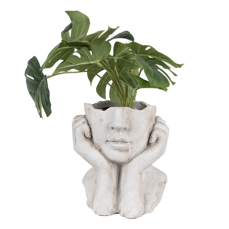 Clayre & Eef Indoor Planter Woman 20x17x22 cm Grey Stone