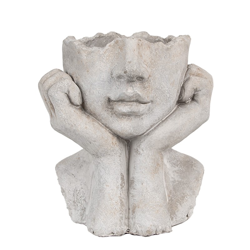 Clayre & Eef Indoor Planter Woman 17x14x18 cm Grey Stone