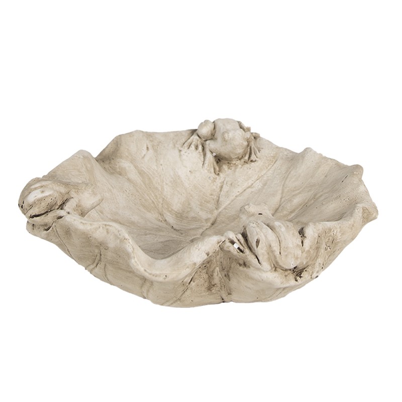 Clayre & Eef Vaschetta per l'alimentazione degli uccelli Rana Ø 22x6 cm Beige Pietra