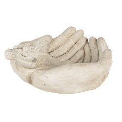 Clayre & Eef Bac à nourriture pour oiseaux Mains 23x21x9 cm Beige Pierre