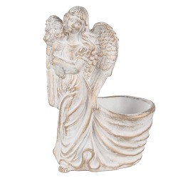 Clayre & Eef Planter Angel 22x13x30 cm White Stone