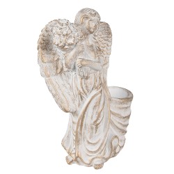 Clayre & Eef Planter Angel 22x13x30 cm White Stone