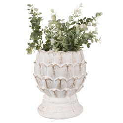 Clayre & Eef Pot de fleurs Ø 15x18 cm Blanc Beige Pierre