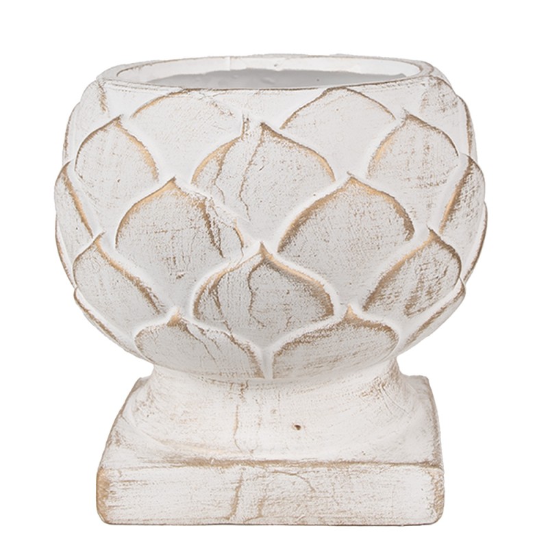 Clayre & Eef Planter Ø 18x17 cm White Stone