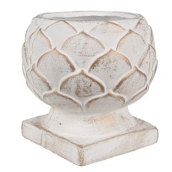 Clayre & Eef Fioriera Ø 18x17 cm Bianco Pietra