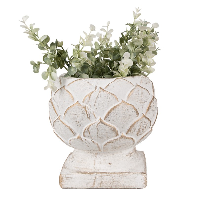 Clayre & Eef Planter Ø 18x17 cm White Stone