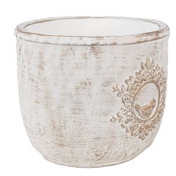 Clayre & Eef Pot de fleurs Ø 17x14 cm Blanc Pierre