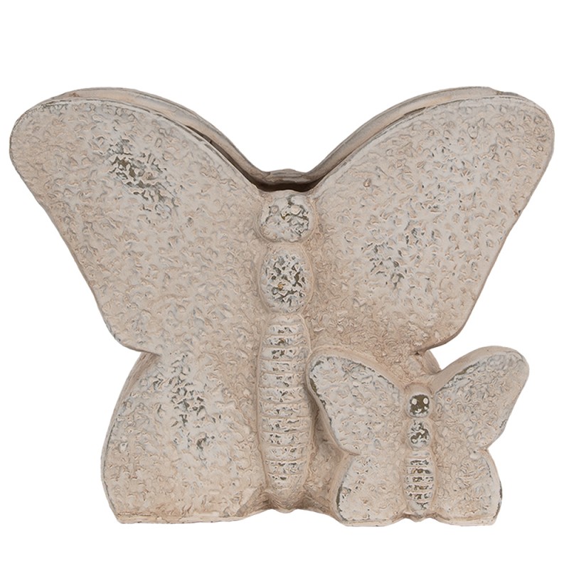 Clayre & Eef Pot de fleurs Papillon  24x10x19 cm Beige Pierre