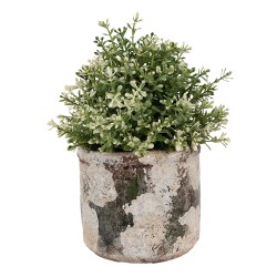 Clayre & Eef Pot de fleurs Ø 17x15 cm Beige Vert Terre cuite