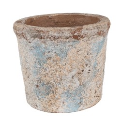 Clayre & Eef Pot de fleurs Ø 15x13 cm Beige Bleu Terre cuite