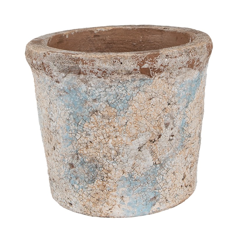 Clayre & Eef Fioriera Ø 15x13 cm Beige Blu  Terracotta