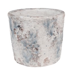 Clayre & Eef Fioriera Ø 18x15 cm Bianco Blu  Terracotta