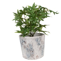 Clayre & Eef Pot de fleurs Ø 18x15 cm Blanc Bleu Terre cuite