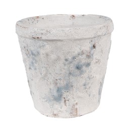 Clayre & Eef Pot de fleurs Ø 12x11 cm Blanc Bleu Terre cuite