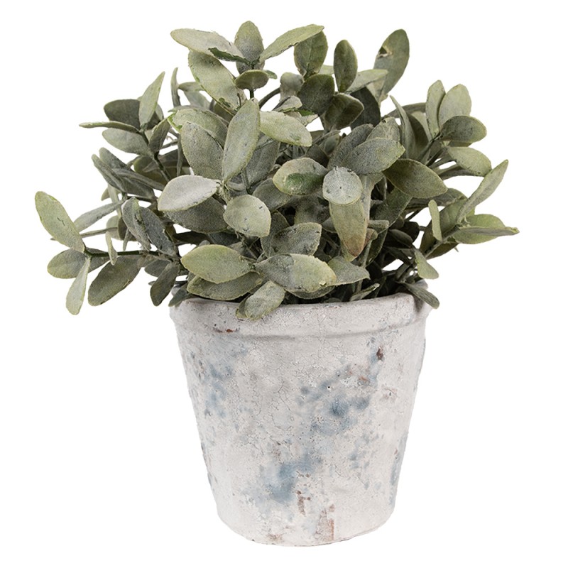 Clayre & Eef Pot de fleurs Ø 12x11 cm Blanc Bleu Terre cuite