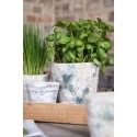 Clayre & Eef Planter Ø 10x8 cm White Blue Terracotta