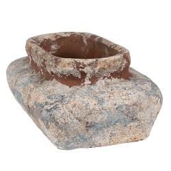 Clayre & Eef Blumentopf 27x15x9 cm Beige Blau Terrakotta