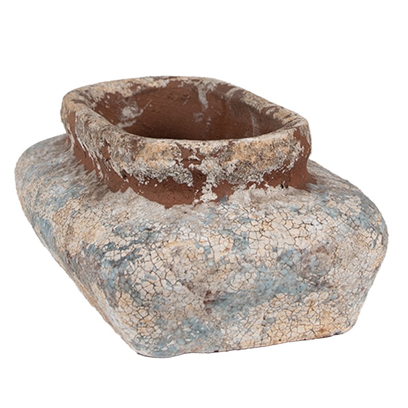 Clayre & Eef Bloempot 27x15x9 cm Beige Blauw Terracotta