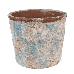 Clayre & Eef Bloempot Ø 23x20 cm Beige Blauw Terracotta