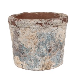 Clayre & Eef Bloempot Ø 12x10 cm Beige Blauw Terracotta