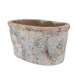 Clayre & Eef Pot de fleurs 26x13x12 cm Beige Bleu Terre cuite