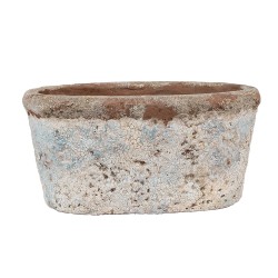 Clayre & Eef Bloempot 19x11x10 cm Beige Blauw Terracotta