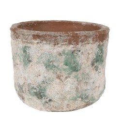 Clayre & Eef Planter Ø 19x15 cm Beige Green Terracotta