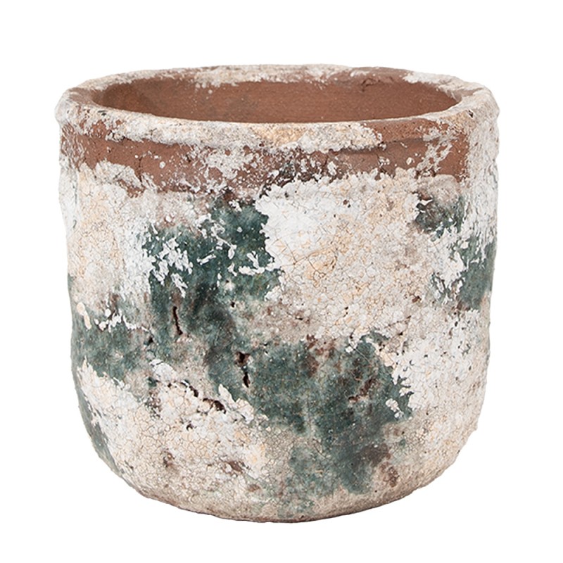 Clayre & Eef Fioriera Ø 14x12 cm Beige Verde Terracotta