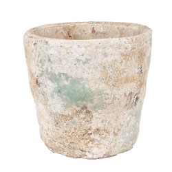 Clayre & Eef Pot de fleurs Ø 11x11 cm Beige Vert Terre cuite