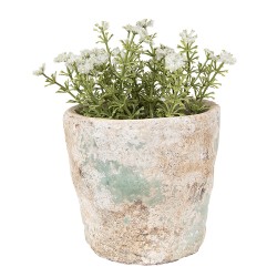 Clayre & Eef Pot de fleurs Ø 11x11 cm Beige Vert Terre cuite