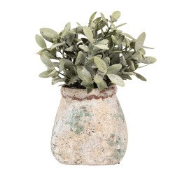 Clayre & Eef Planter 14x14x13 cm Beige Green Terracotta