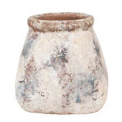 Clayre & Eef Bloempot 10x10x10 cm Beige Groen Terracotta