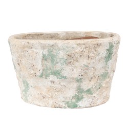 Clayre & Eef Planter 25x16x15 cm Beige Green Terracotta