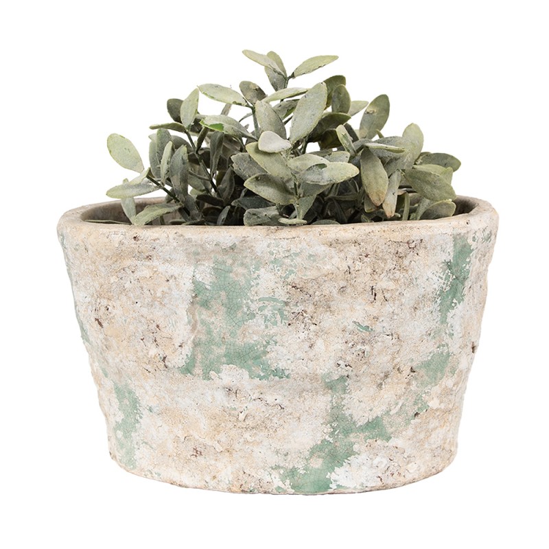 Clayre & Eef Bloempot 25x16x15 cm Beige Groen Terracotta