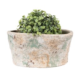 Clayre & Eef Blumentopf 22x13x11 cm Beige Grün Terrakotta