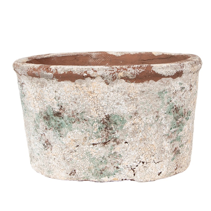 Clayre & Eef Fioriera 21x13x12 cm Beige Verde Terracotta