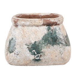 Clayre & Eef Bloempot 20x14x13 cm Beige Groen Terracotta