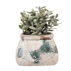 Clayre & Eef Pot de fleurs 20x14x13 cm Beige Vert Terre cuite