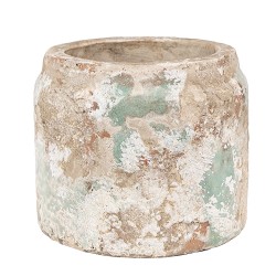 Clayre & Eef Pot de fleurs Ø 11x9 cm Beige Vert Terre cuite