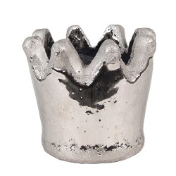 Clayre & Eef Planter Crown Ø 12x10 cm Silver colored Terracotta