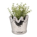 Clayre & Eef Blumentopf Krone Ø 12x10 cm Silberfarbig Terrakotta