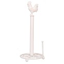 Clayre & Eef Kitchen Roll Holder Rooster Ø 18x43 cm White Iron