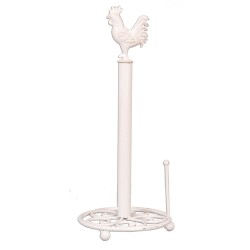 Clayre & Eef Portarotolo per la cucina Gallo Ø 18x43 cm Bianco Ferro